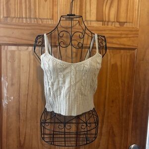 SHEIN Cream Ribbed Crop Camisole